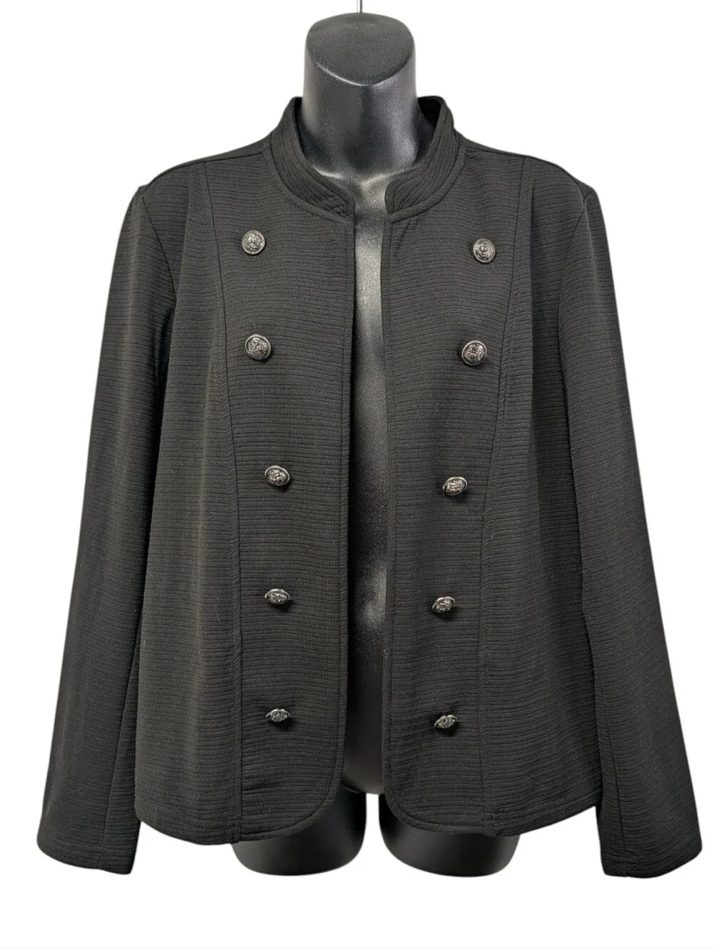 Maurices Size L Black Military Double Breasted Blazer Jacket NWT Open Front - Picture 1 of 8